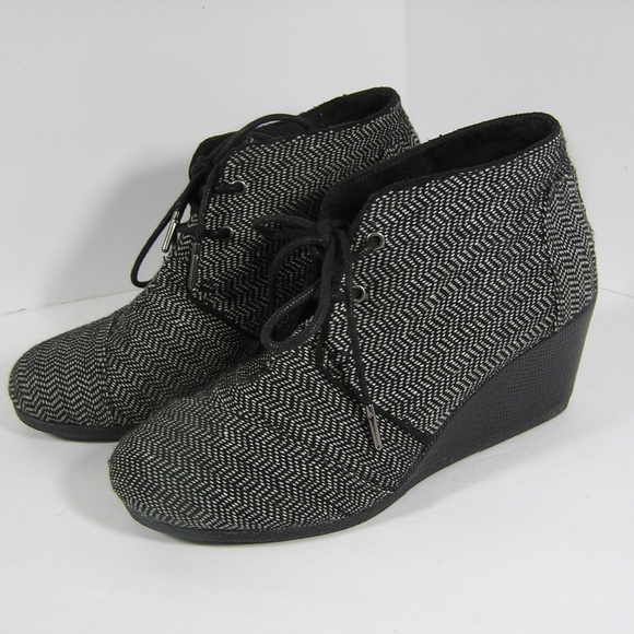 toms herringbone wedge bootie